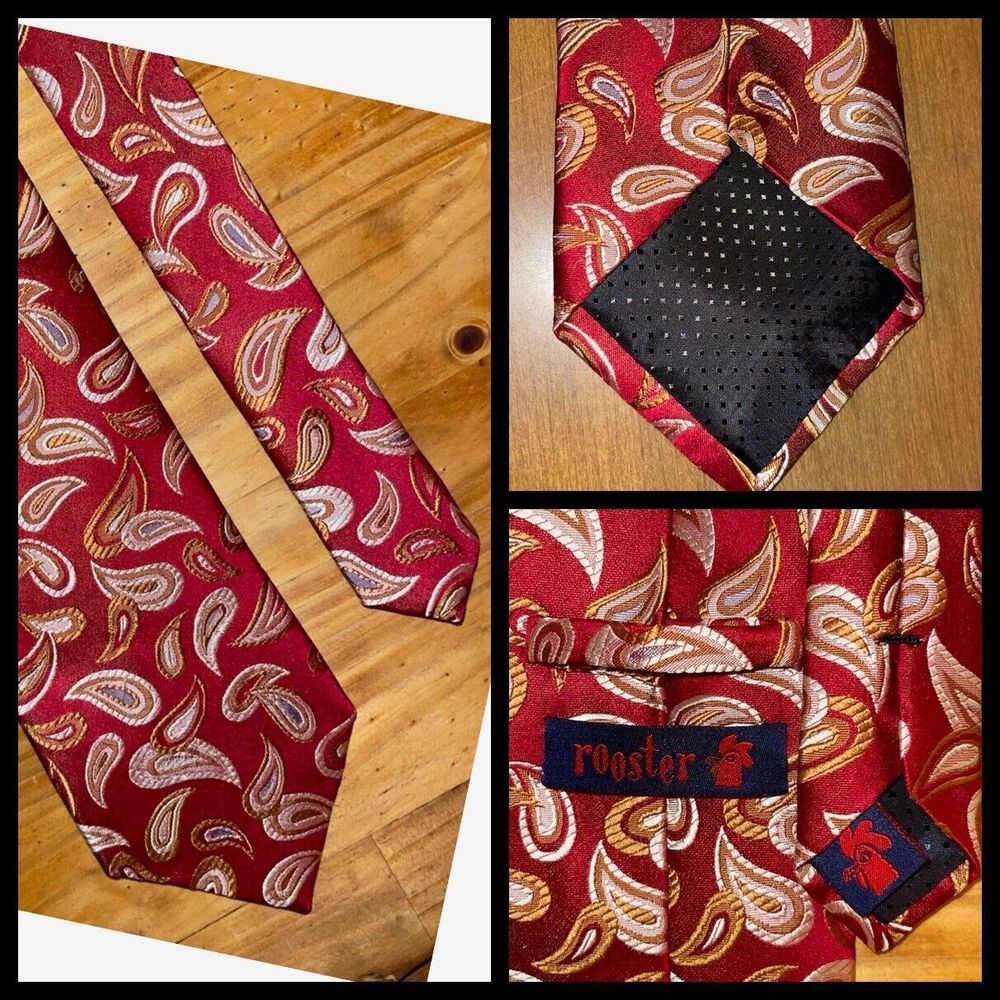 Rooster Neck Tie Men Silk Paisley‎ 100% Silk
